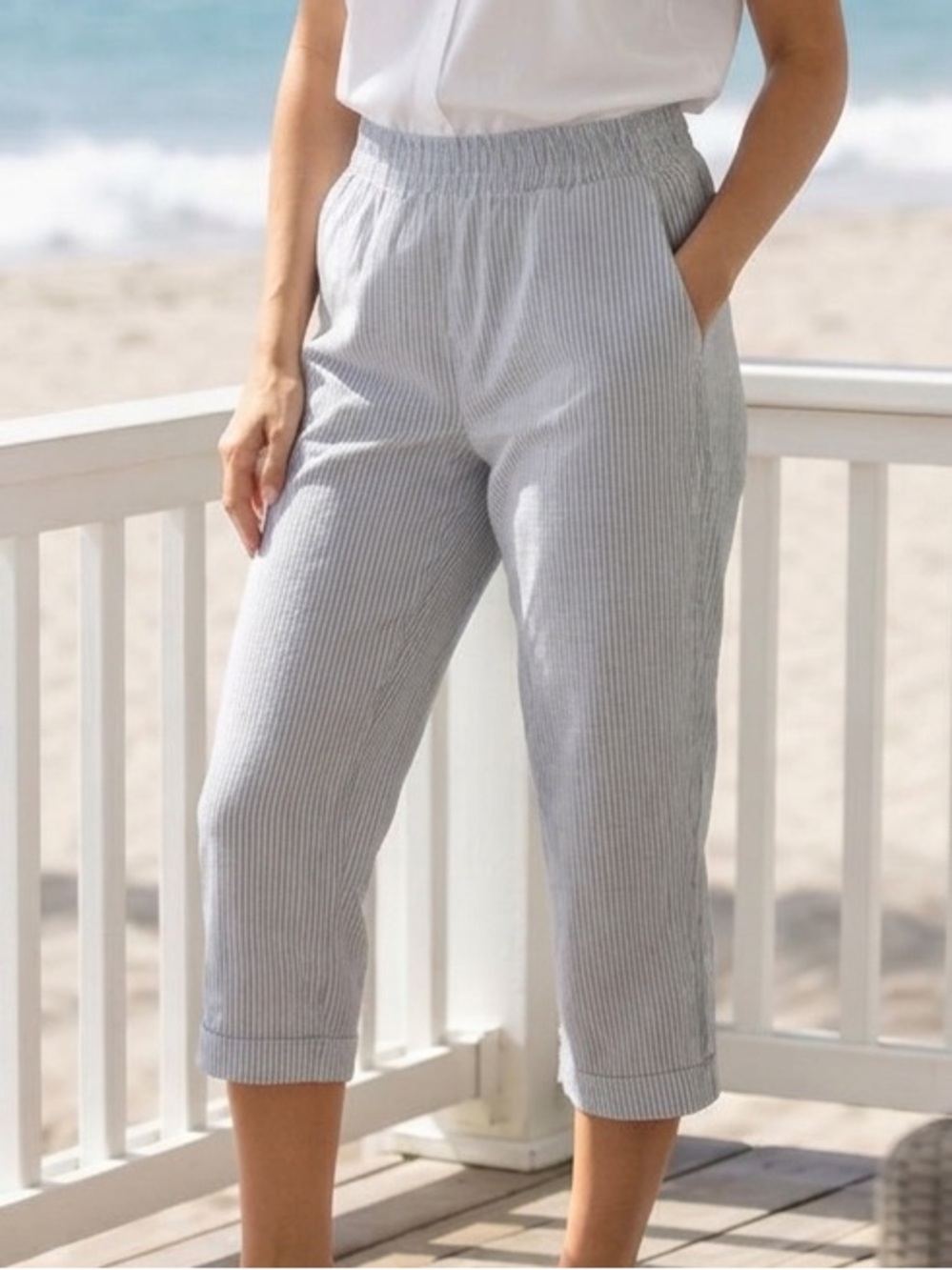 Old Navy Pinstriped Chinos Classic Tailored Pants Workwear Timeless Versatile